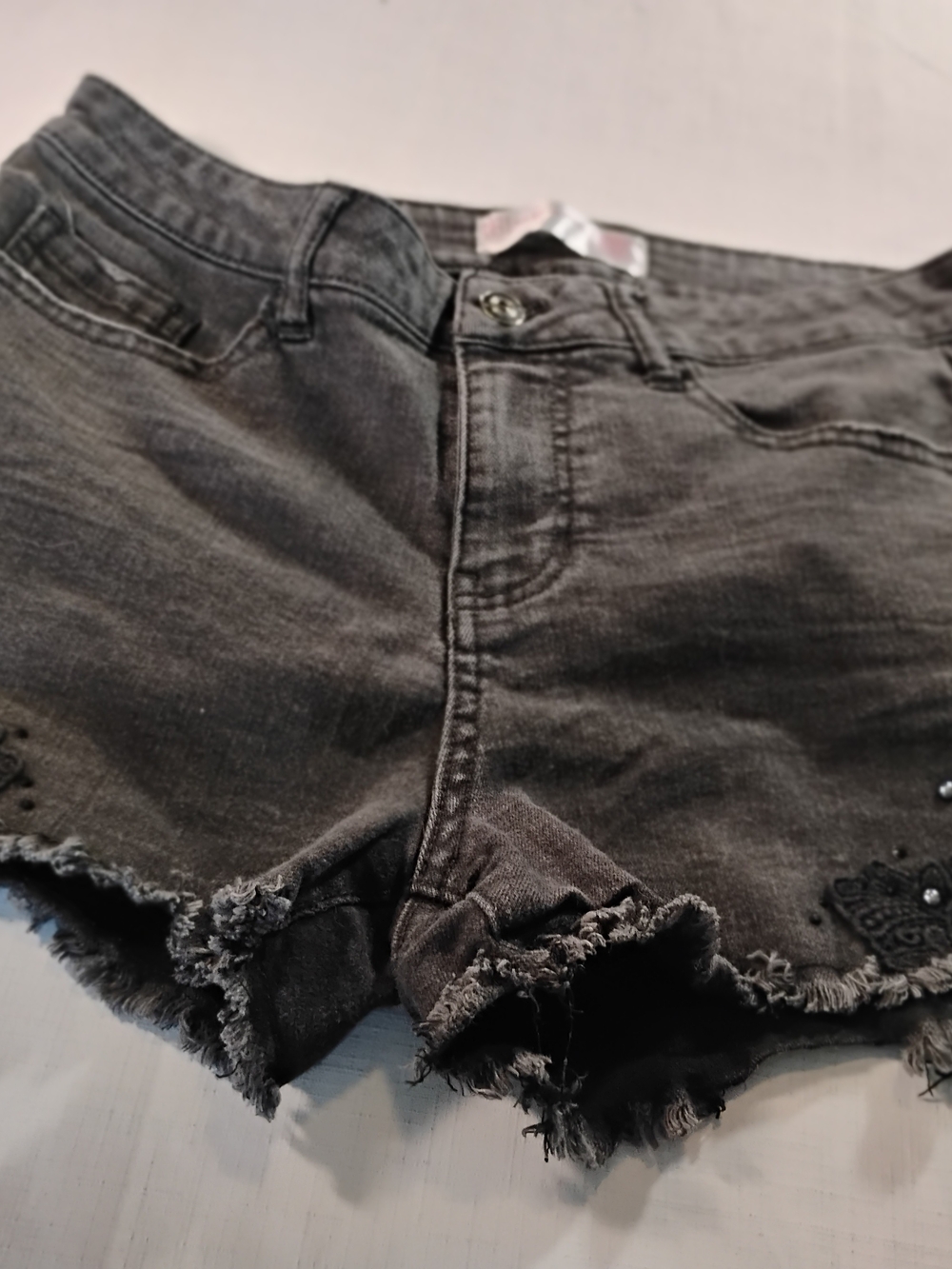 Black Denim Frayed Hem Women's Shorts Size 11